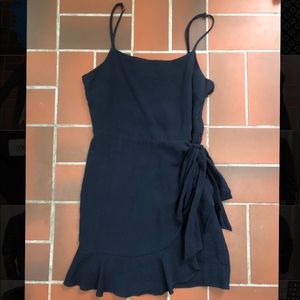 navy blue ruffle dress